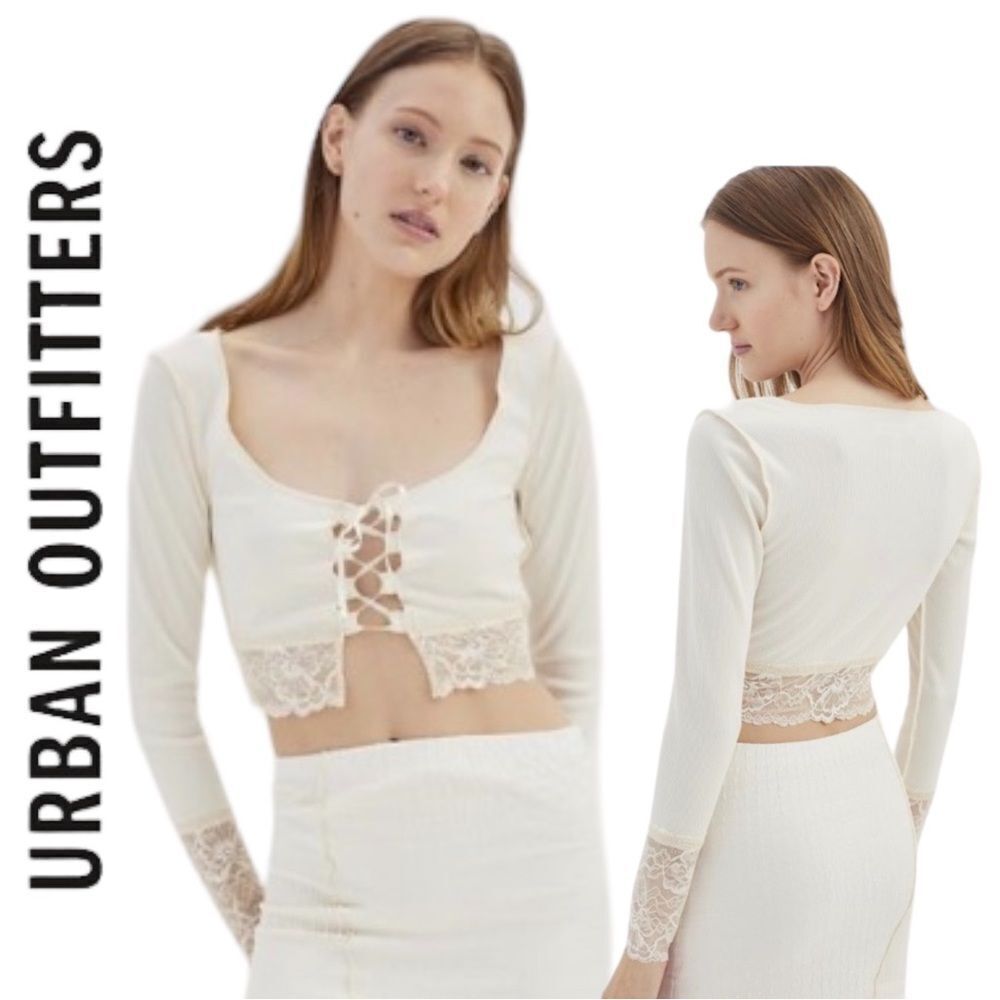 UO Urban Outfitters Nikko Ivory Lace Long Sleeve Top NEW S M L